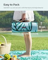 SONGMICS Picnic Blanket 300x200 cm Large Waterproof Mat Fern Pattern Blue view 7