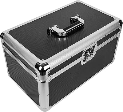 Youyijia 7 Inch Vinyl Record Storage Box Aluminium Flight Case Black 200 pcs