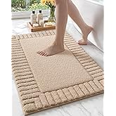 Color&Geometry Standard Sized Bath Rugs Non Slip Washable, 20"x31.5" Absorbent Khaki Bathroom Rugs, Soft Bath Mats for Bathroom Floor, Shower, Bathtub, Laundry