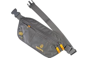 MO4TRAVEL Travel Money Belt - Slim Passport Holder, RFID Blocking, Travel Pouch to Protect Cash, Credit Cards and Travel Documents, Loop for Keys With Separate Pocket Grey