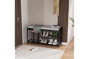 APRTAT 3-Tier Bamboo Shoe Rack Bench, Shoe Storage Organizer Bench, Entryway Benchs, Shoes Rack for Front Door Entrance, Entryway Bathroom Bedroom