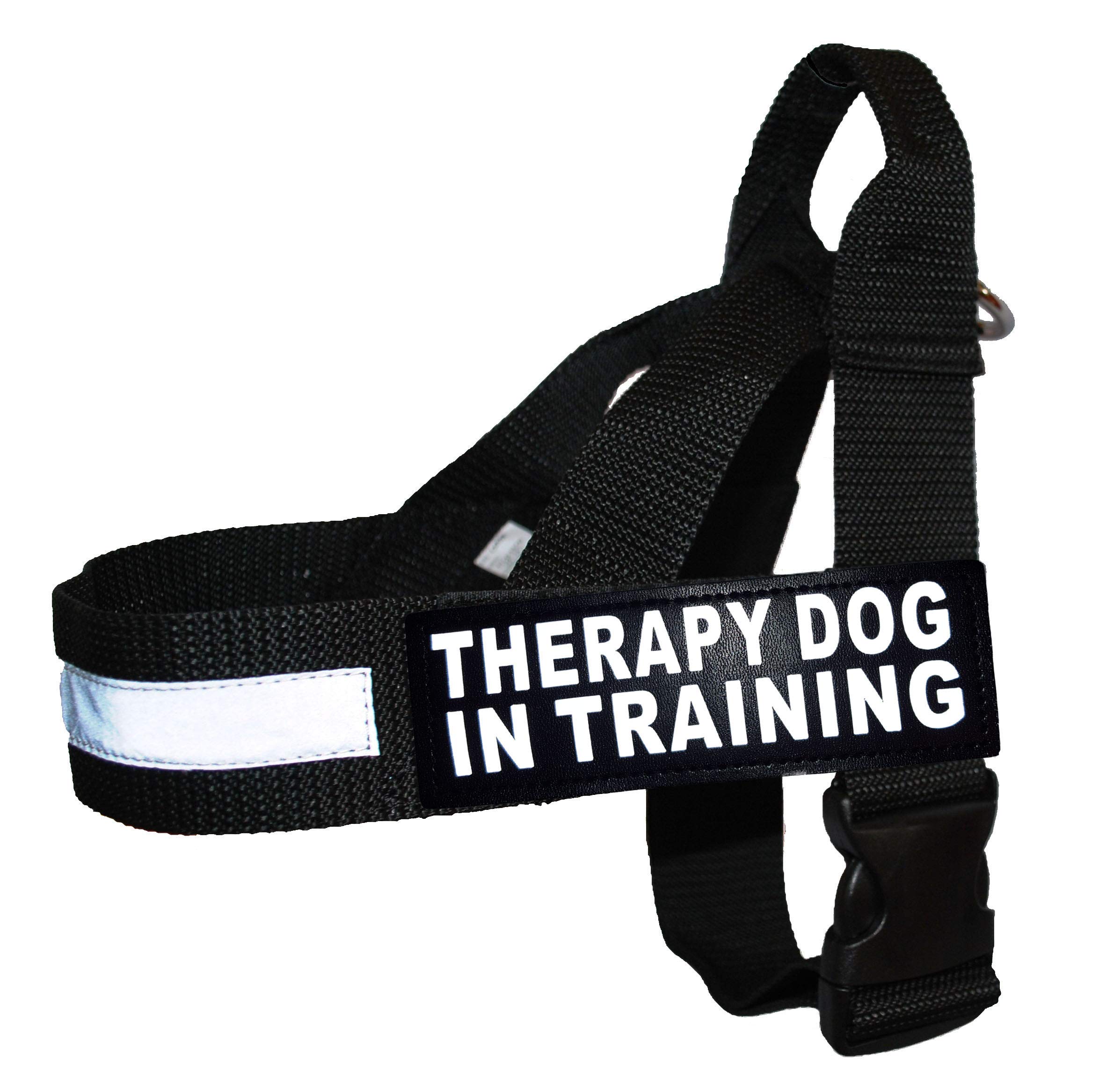 Therapy Dog in Training Nylon Harness No Pull Guide Assistance Comes with 2 Reflective Therapy Dog in Training Removable Reflective Patches. Please Measure Your Dog Before Ordering.