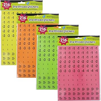 pre printed price stickers