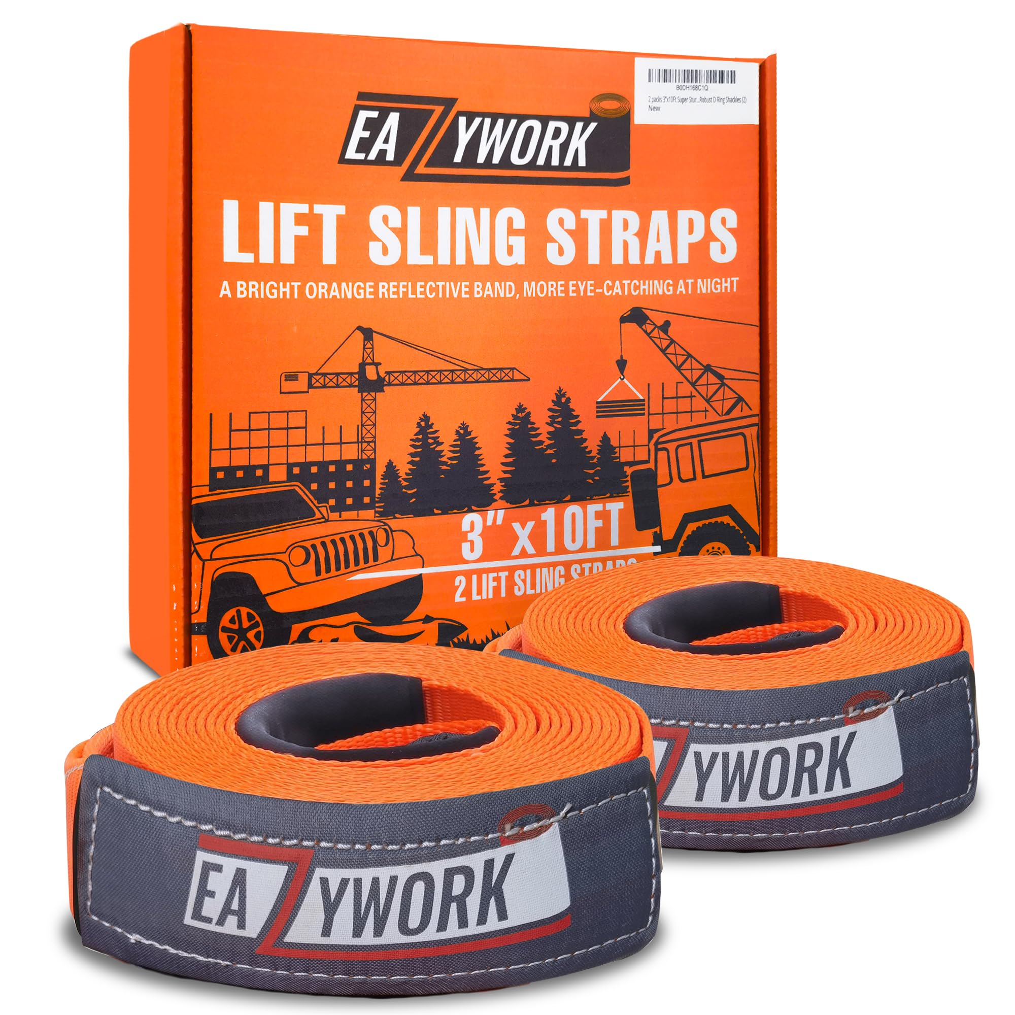 Photo 1 of 2Packs 3”x10Ft Super Sturdy Lift Sling Straps 25000 Lbs Breaking Load Capacity Heavy Duty Lifting Sling Moving Straps Tree Saver Crane Strap Recovery Reusable Straps Tow Strap Pull Hoist Endless Strap