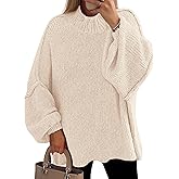 PRETTYGARDEN Women's 2026 Fall Oversized Sweaters Chunky Knit Mock Neck Long Sleeve Casual Trendy Pullover Winter Clothes