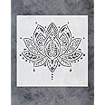 GSS Designs Lotus Flower Mandala Wall Stencil Template (12x12 Inch) - Yoga Studio Boho Bedroom Decor, Painting Stencils for Wood Wall Furniture Floor Tiles Fabric(SL-062)