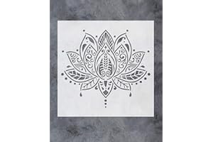 G GSS DESIGNS GSS Designs Lotus Flower Mandala Wall Stencil Template (12x12 Inch) - Yoga Studio Boho Bedroom Decor, Painting Stencils for Wood Wall Furniture Floor Tiles Fabric(SL-062)