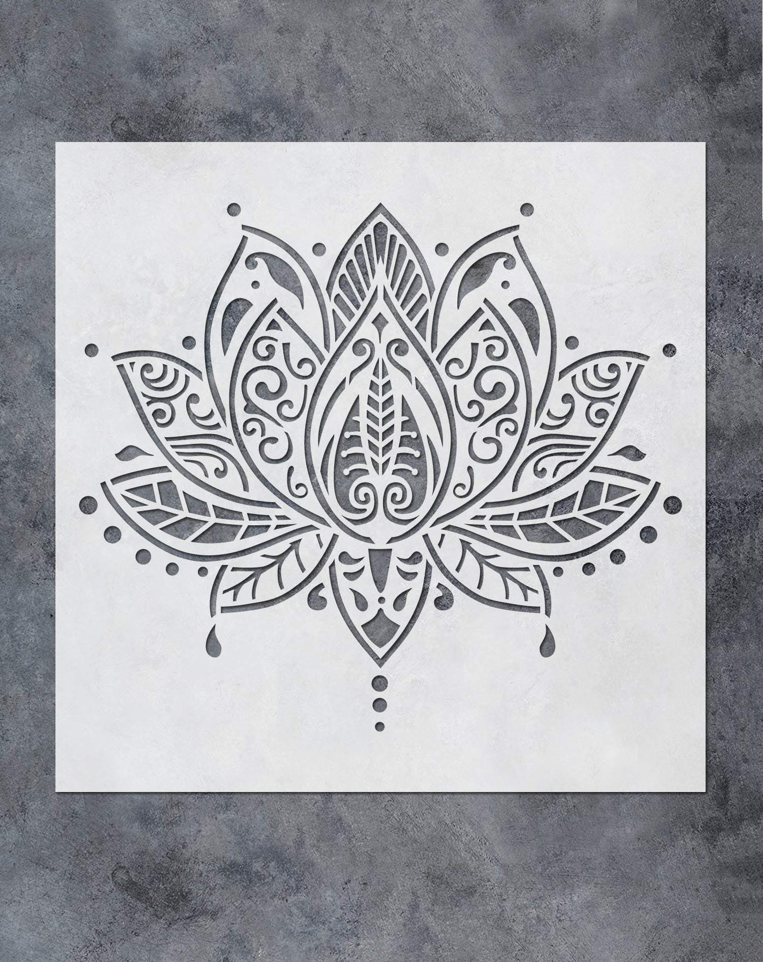 GSS Designs Lotus Flower Mandala Wall Stencil Template (12x12 Inch) - Painting Stencils for Wood Wall Furniture Floor Tiles Fabric(SL-062)