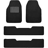 FFH Group Automotive Floor Mats - Carpet Floor Mats for Cars, SUVs & Trucks, 3 Rows Full Set, Universal Fit, Black