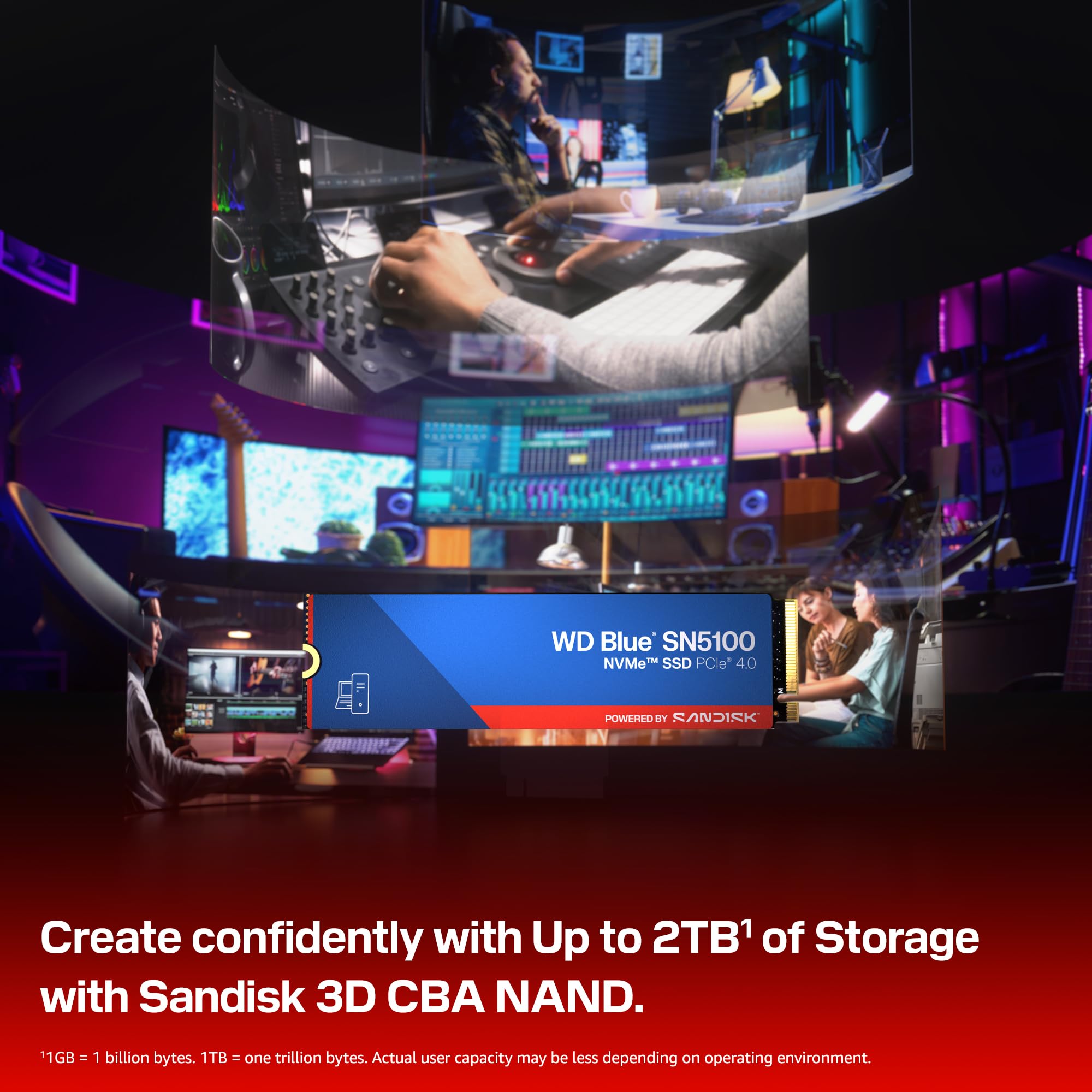 WD Blue SN5100 2TB NVMe SSD - M.2 2280, PCIe Gen 4.0, Internal Solid State Drive - Read Speeds Up to 7,100MB/s, Upgrade Storage for PC/Laptops - WDS200T5B0E