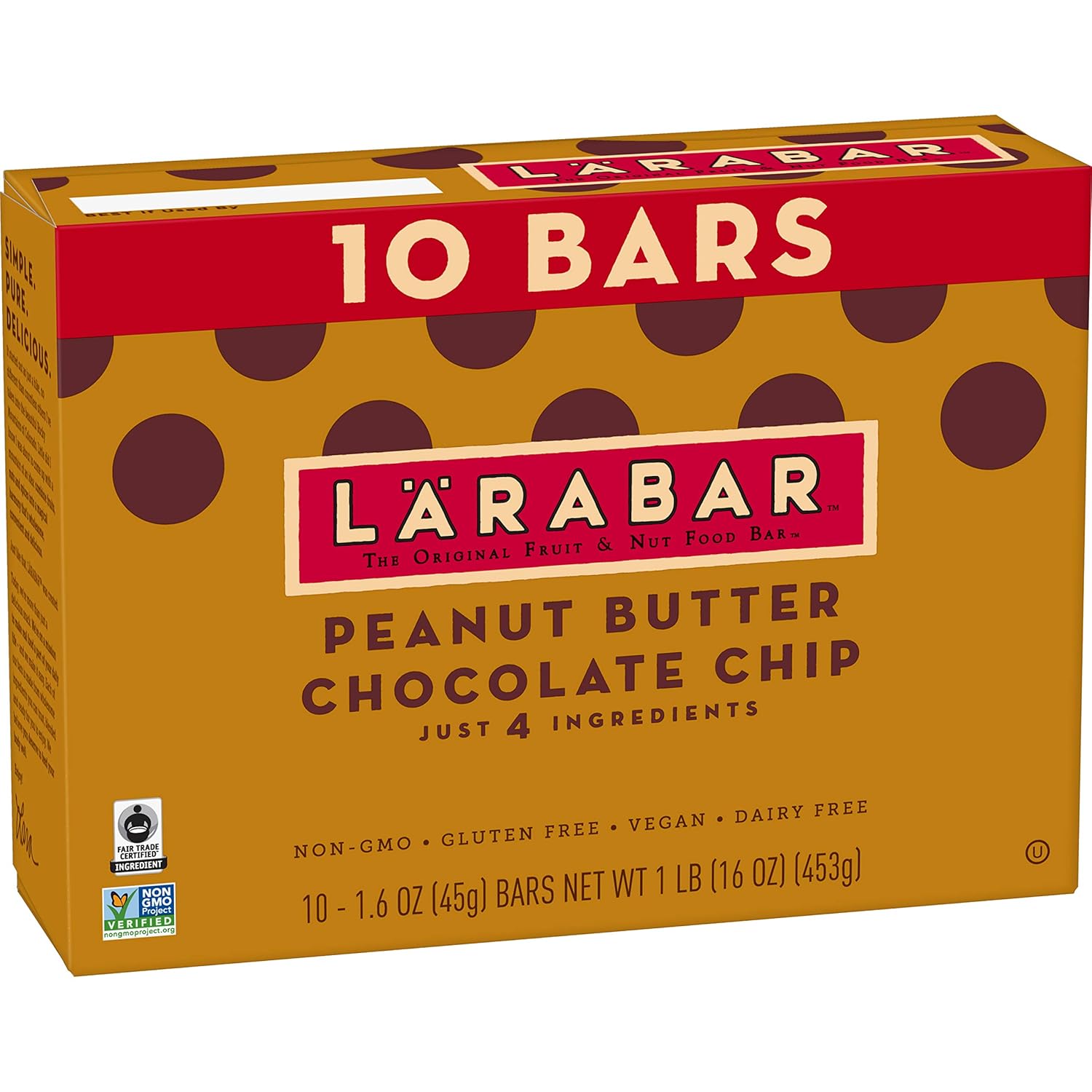 Larabar, Gluten Free Bar, Peanut Butter Chocolate Chip, Vegan (10 Bars)