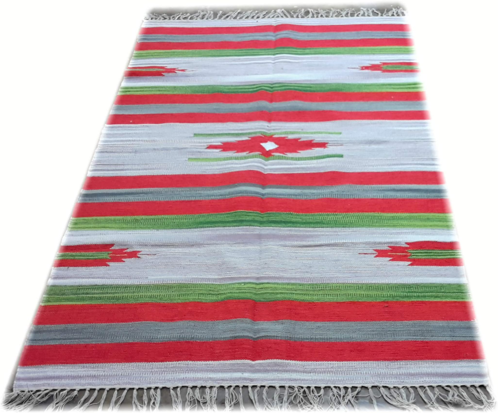 Srj Handicrafts Stripe Cotton Dhurrie 4 � 6 ft. (Multi Colour)