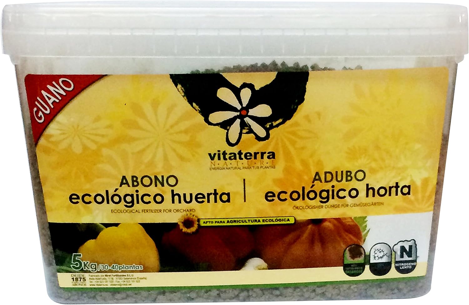 Vitaterra Guano Abono Ecológico para Huerto 5 kg, 16160: Amazon.es ...