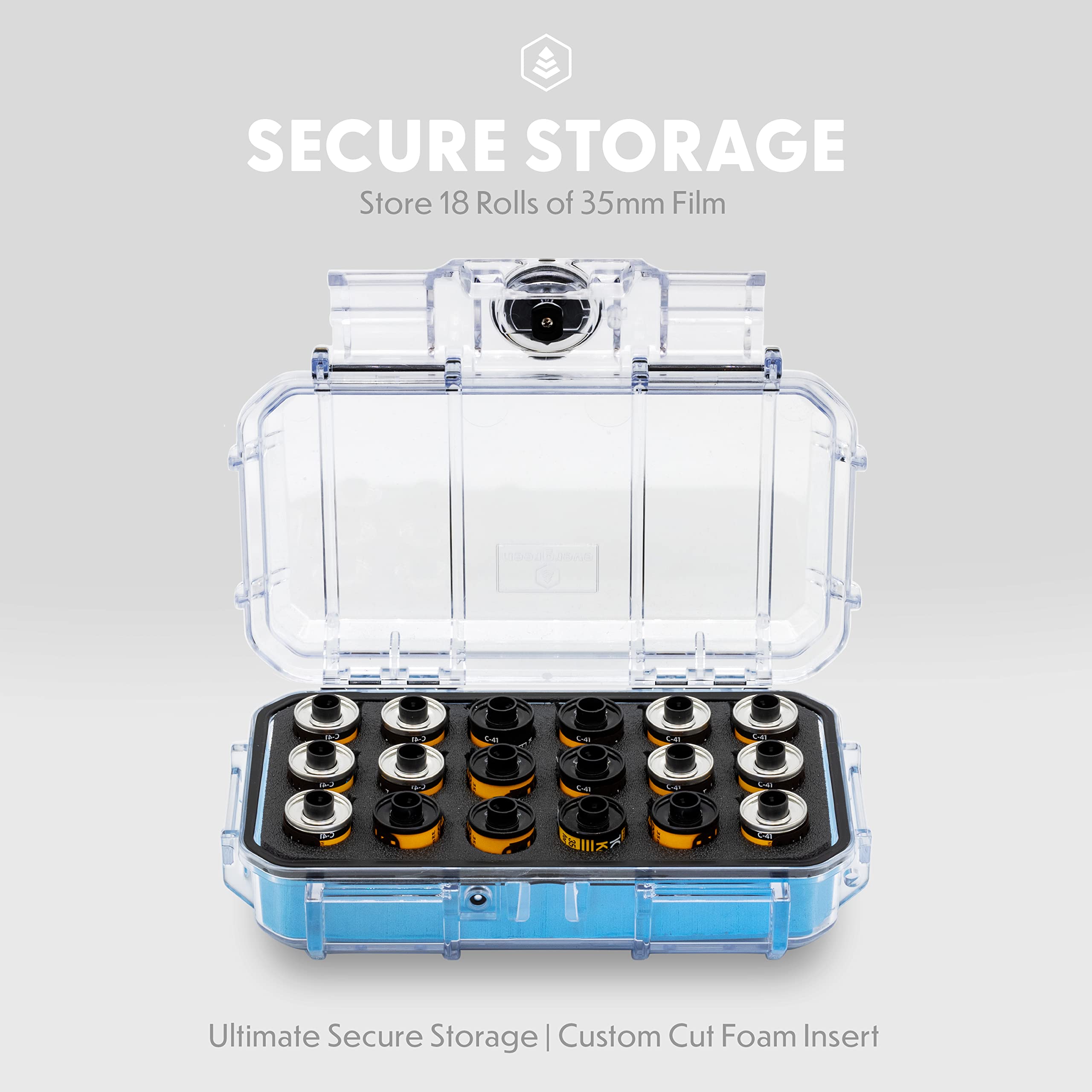 Evergreen 35mm Film Storage Case | Holds 18 Rolls | Preserve and Protect Your Film | Waterproof, Crushproof, & Freezer-Safe (Film Not Included) (Black)