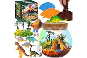 RONSTONE Dinosaur Toys for Boys - Dinosaur Terrarium Kit for Kids - Christmas Birthday Gifts for Boys Ages 4 5 6 7 8 Year Old - Light Up DIY Dinosaur Arts and Crafts for Boys and Kids