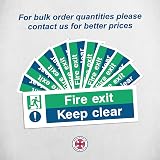 Rubigo Fire Exit Keep Clear Sign 30x10cm Multipack 3 Self Adhesive view 5
