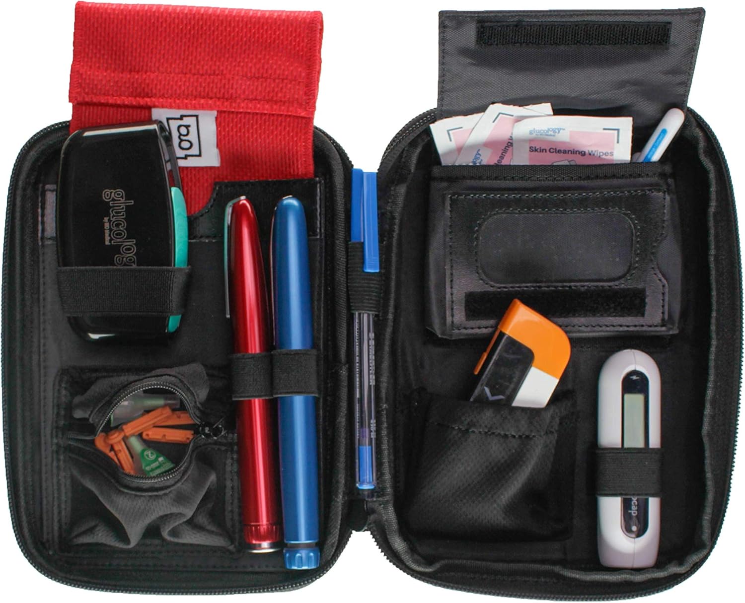 Glucology™ Diabetic Travel Case - Organizer for Blood Sugar Test Strips, Medication, Glucose Meter, Pills, Tablets, Pens, Insulin Syringes, Needles, Lancets (Blocks, Expandable): Health & Personal Care