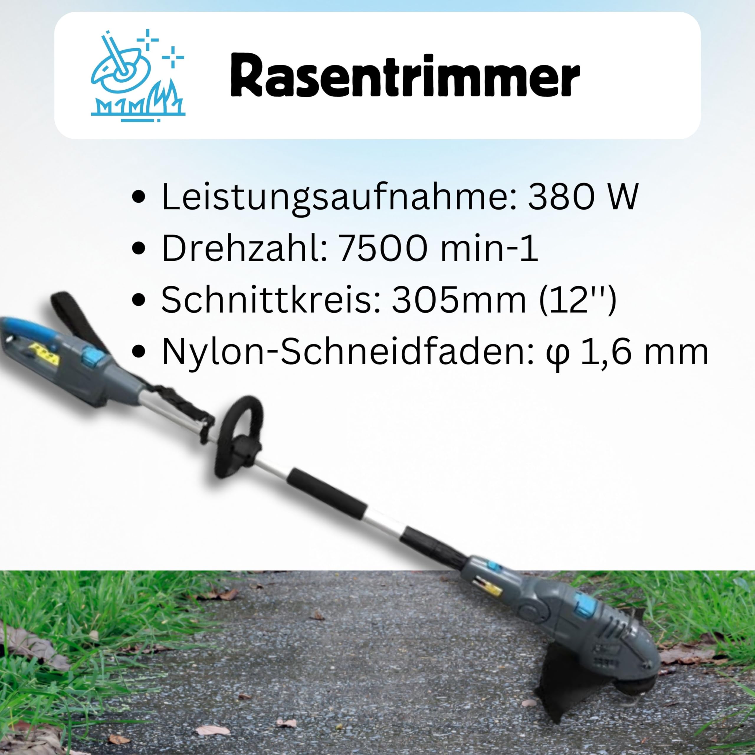 IMLEX Multi-Kombi-Garten-Set 5in1 Heckenschere Rasentrimmer Kettensäge mit Teleskopstab und Verstellbarer Schnittwinkel 5