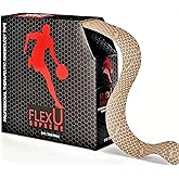 FlexU Kinesiology Tape Bulk Pack; Therapeutic Recovery Tape; Hypoallergenic, Long-Lasting; Reduces Risk of Sports Injuries, Alleviates Pain; Promotes Fast Recovery; Pro Grade
