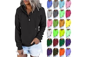 SCZWKHG Hoodies Top for Women Trendy Drawstring Button Pullover Sweatshirts Casual Daily School Work Outdoor Gym Fall Costume