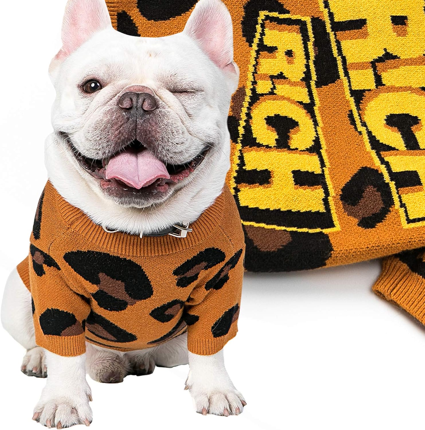 leopard print dog jumper