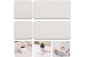 Plentio 4PCS Quick-Drying Soap Tray for Bathroom Counter, Diatomaceous Earth Stone Drying Tray with Fast Absorption, Multi-Purpose Water Absorbing Stone for Kitchen & Bathroom, White