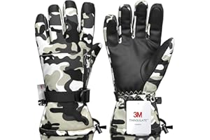 Odtmger Snow Gloves,Touchscreen Ski Mittens, 3M Thinsulate Warm Cold Weather Ski Gloves for Parent Boys Girls