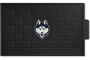 FANMATS 13267 UConn Huskies Heavy Duty Vinyl Medallion Outdoor Door Mat - 19.5in. x 31in.