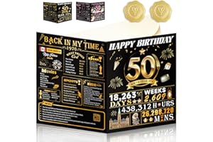 Awfrky 50th Birthday Card for Women Men, Gilding 50th Birthday Decorations for Mother Dad, Happy 50 Year Old Birthday Gifts f