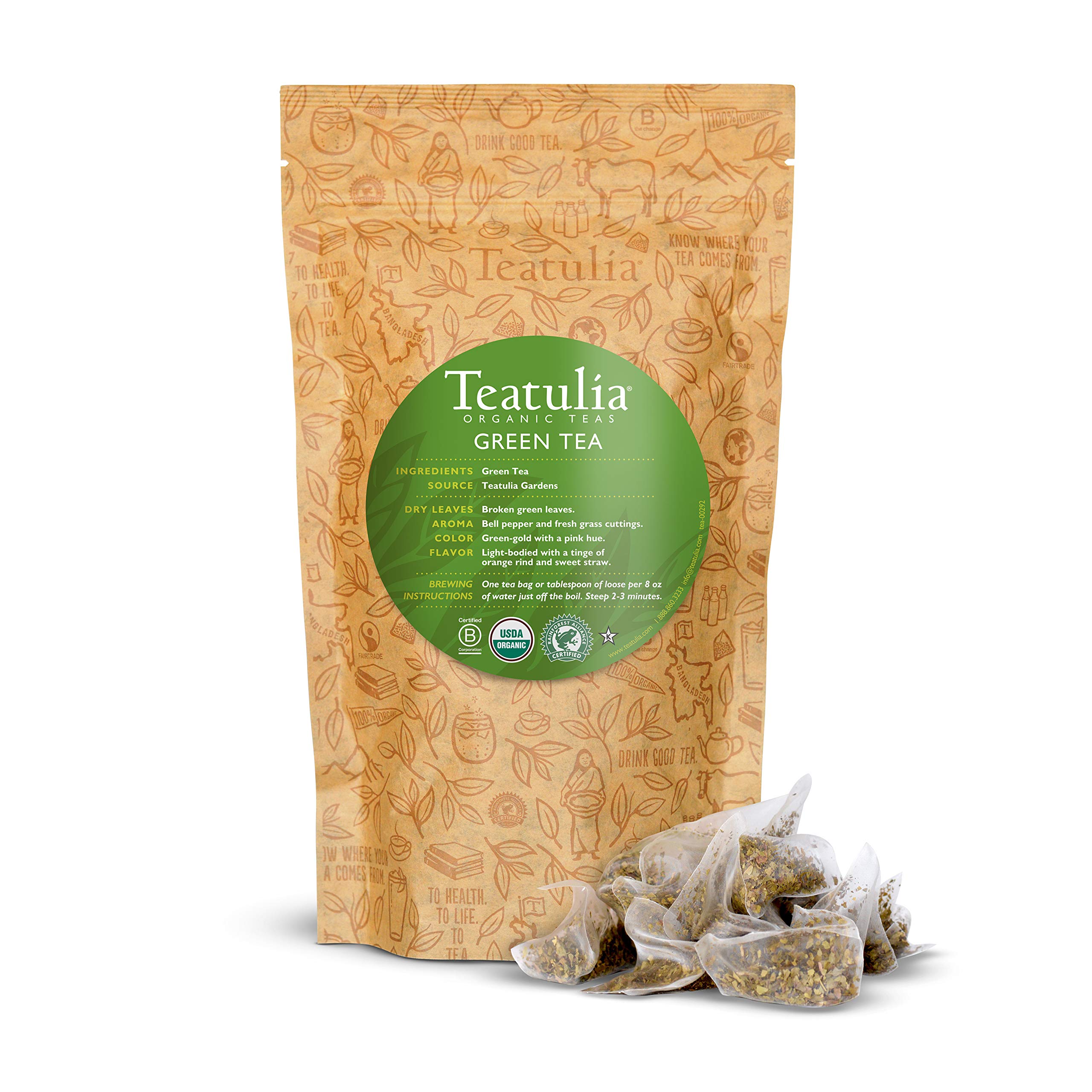 Teatulia Organic Pure Green Tea Bulk Pack 50 Loose Leaf Premium Plant Based Pyramid Tea Bags Aids In Weight Loss Natural Caffeine Award Winning Tea Compostable Teabags Buy