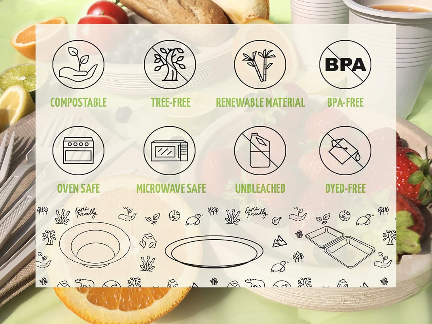 Earth's Natural Alternative Eco-Friendly, Natural Compostable Plant Fiber 9" Plate, Natural, 125 Count: Kitchen & Dining