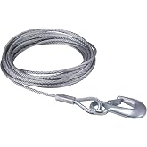 Dutton-Lainson Company - Goldenrod (6361) 7/32" x 25" Winch Cable with Hook - 7 x 19 Galvanized Aircraft Cable for Safe Working Loads - Flexible, High Strength, Marine-Grade for Boat Trailer Winches