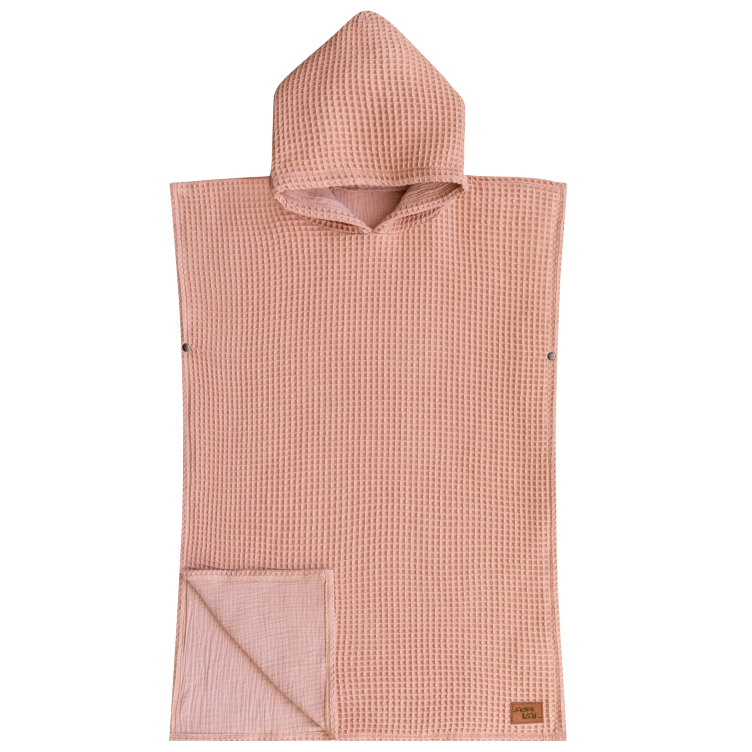 Photo 1 of (broken button) Jade&Kai Hooded Towel for Kids | Snaps into a Poncho | Organic Cotton Waffle | Lightweight and Absorbent |