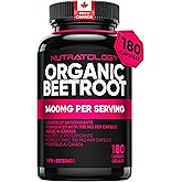 NEW! Nutratology Organic Beetroot Capsules | 1400 mg per Daily Serving | Made In Canada | Source of Antioxidants | Organic Be