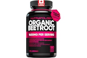 Nutratology Organic Beetroot Capsules | 1400 mg per Daily Serving | Made In Canada | Source of Antioxidants | Organic Beetroo