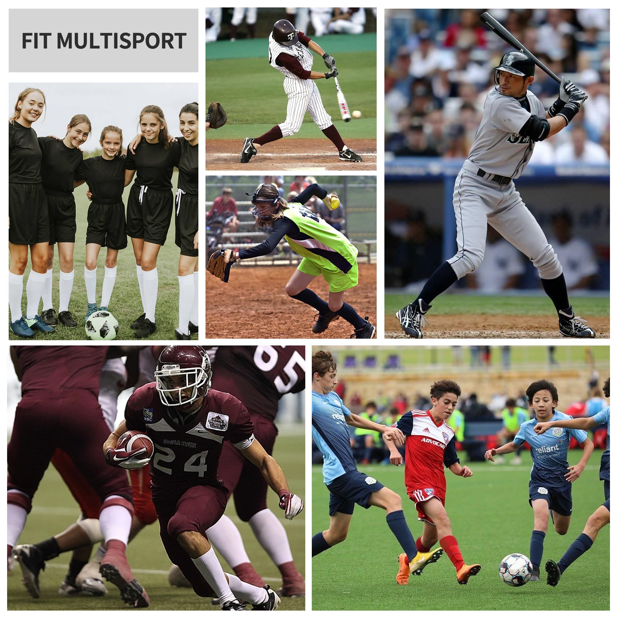 GRAPMKTG 3 Pack Soccer Baseball Softball Socks for Youth Women and Men Knee High Football Socks for Boys Girls