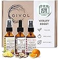 GIVOL Vitality Boost Bundle Liquid Spray - Ultimate Mushroom Complex, Bromelain, B12 Methylcobalamin - Complete Multivitamin - Plant- Based, Non-GMO, Gluten Free, Sugar Free 2 Fl Oz (420 Days Supply)