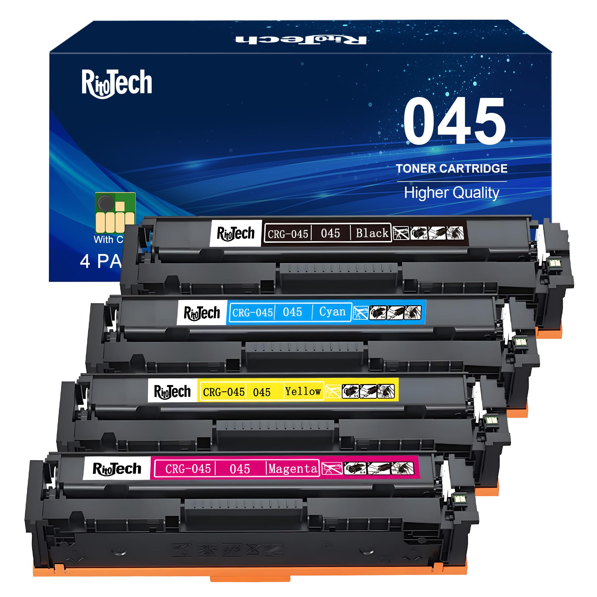 Photo 1 of 045 MF632Cdw Toner Cartridge,Replacement for Canon 045H CRG-045 for Color ImageCLASS MF634Cdw LBP612Cdw LBP613Cdw MF632 MF634 Series Printer Tray,No Fading,No Streak,Black Cyan Yellow Magenta 4 Pack