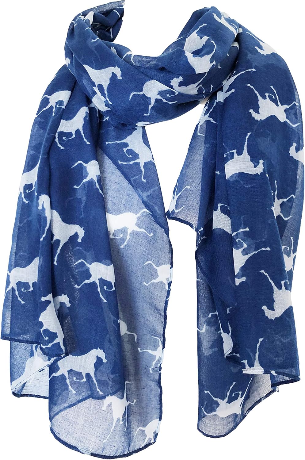 Horse Animal Print Scarves london fashion long soft scarves (Navy Blue) Clothing