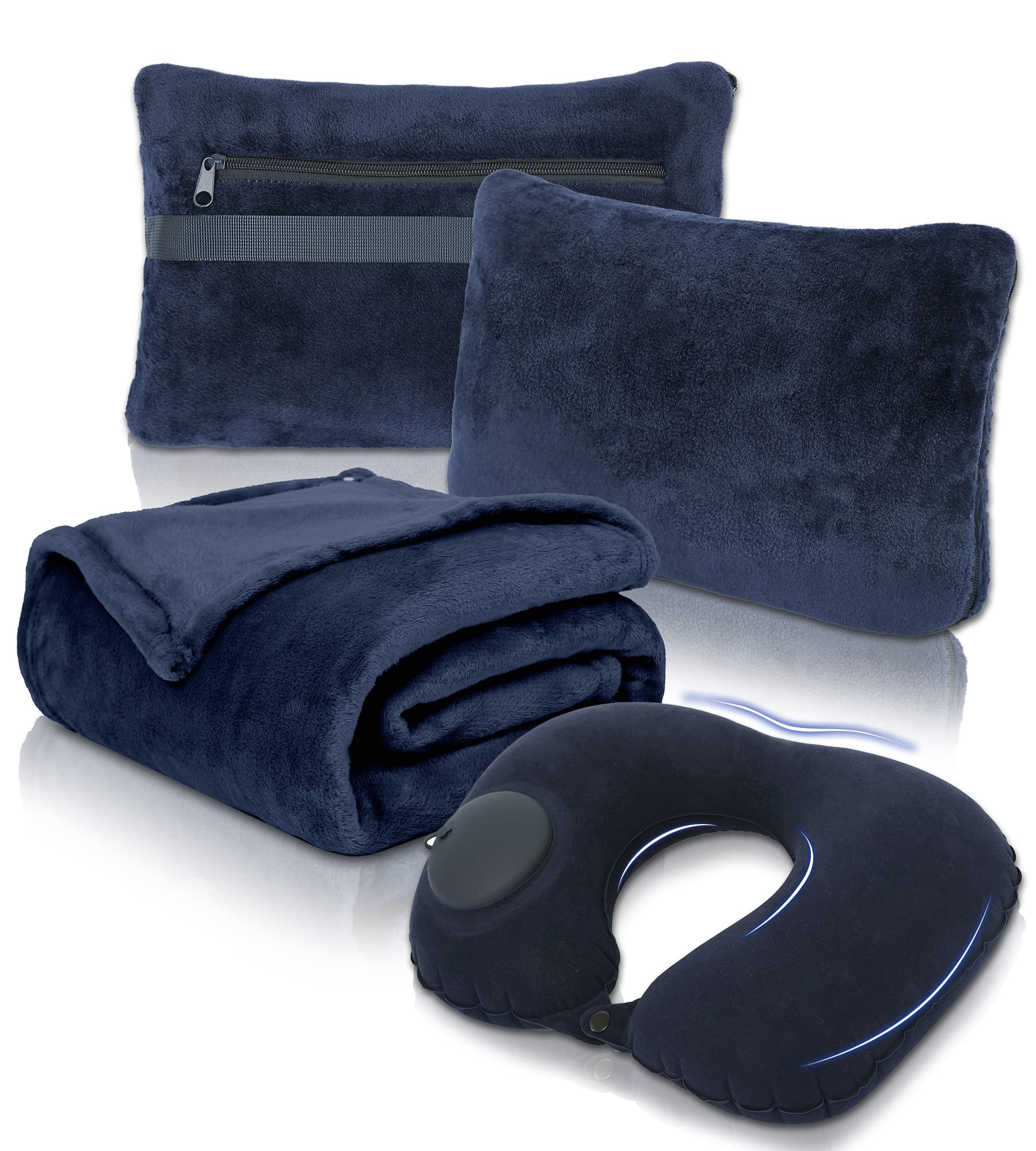 Travel Blanket and Pillow Set - Portable Inflatable