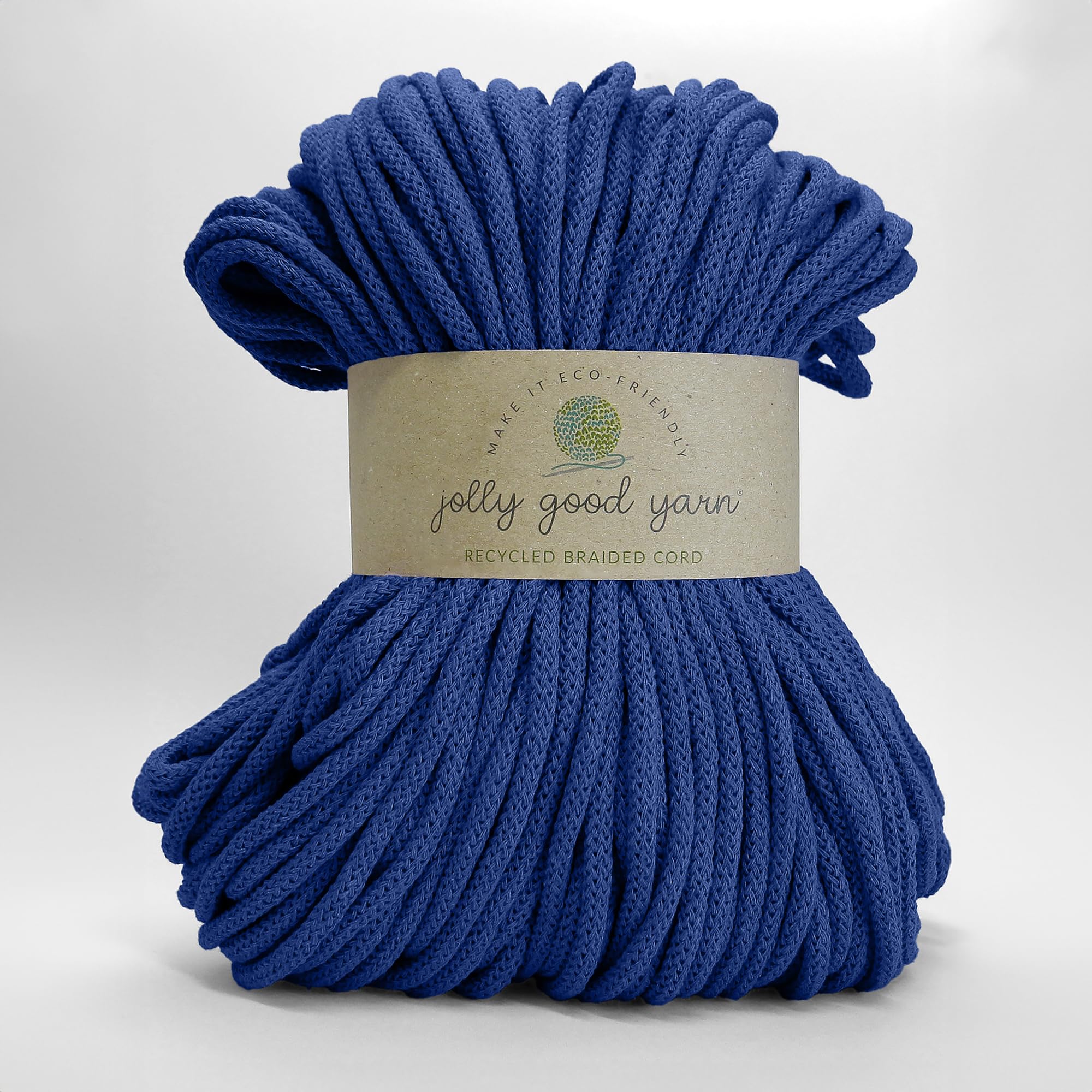 5mm Braided Macrame Cord Rope by Jolly Good Yarn, Soft Recycled Cotton, 100m (500g), Wall & Plant Hangers, Textile Jewellery, Decorations (Topsham Blue) โ image 1