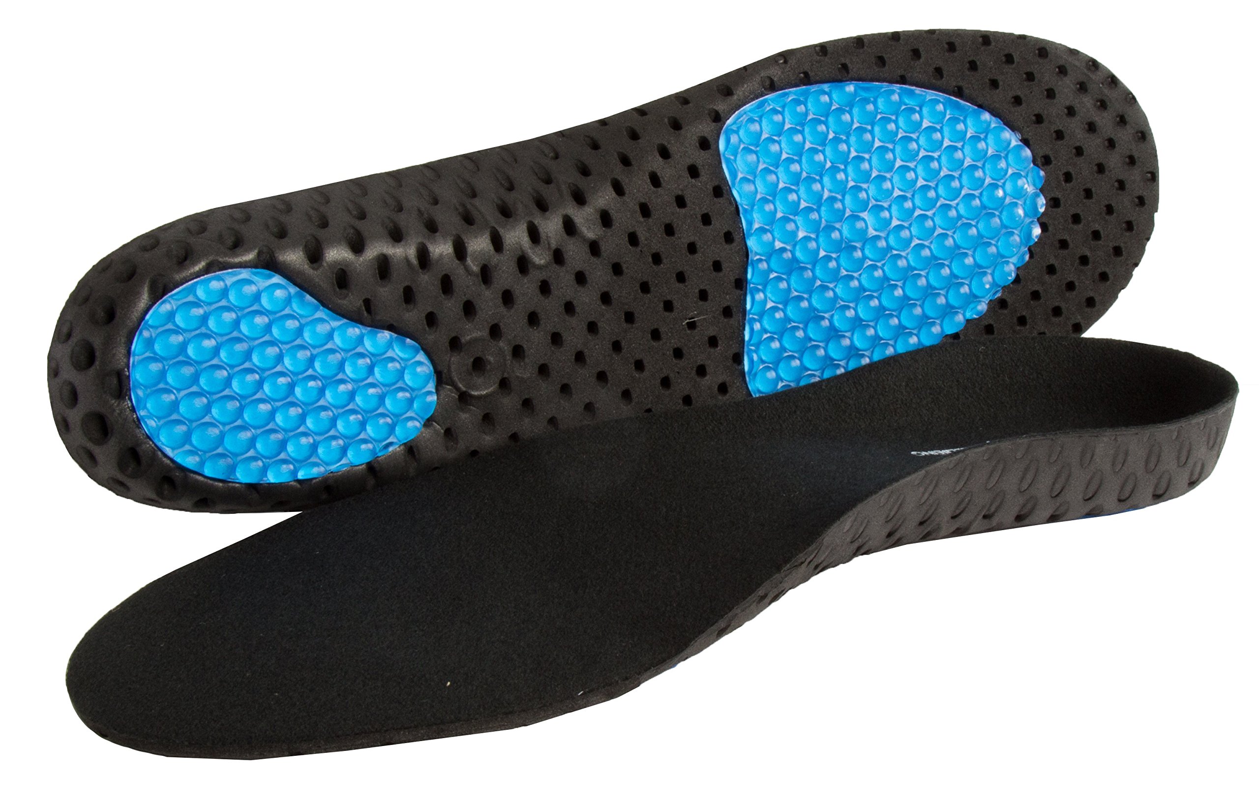 Lightweight AIR gel orthotic insoles for plantar fasciitis with unique breathable and comfort design, Black, S 5-6.5