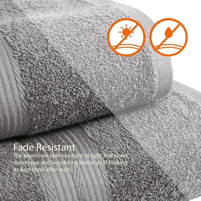 Set Asciugamani Bagno Spugna 100% Cotone 2 Teli + 2 Viso + 2 Ospite, Grigio, Confezione 6 Pezzi — foto 8 di 8
