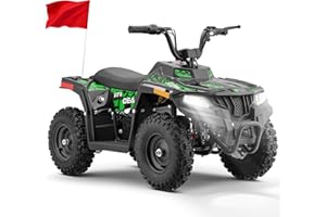SUNDERWELL Electric ATV for Kids, 500W 36V Electric 4 Wheeler 12/15MPH Adjustable Speed, Electric Quad with Double Shock Absorption and Disc Brake,Capable of Bearing 143 lbs (Green02)