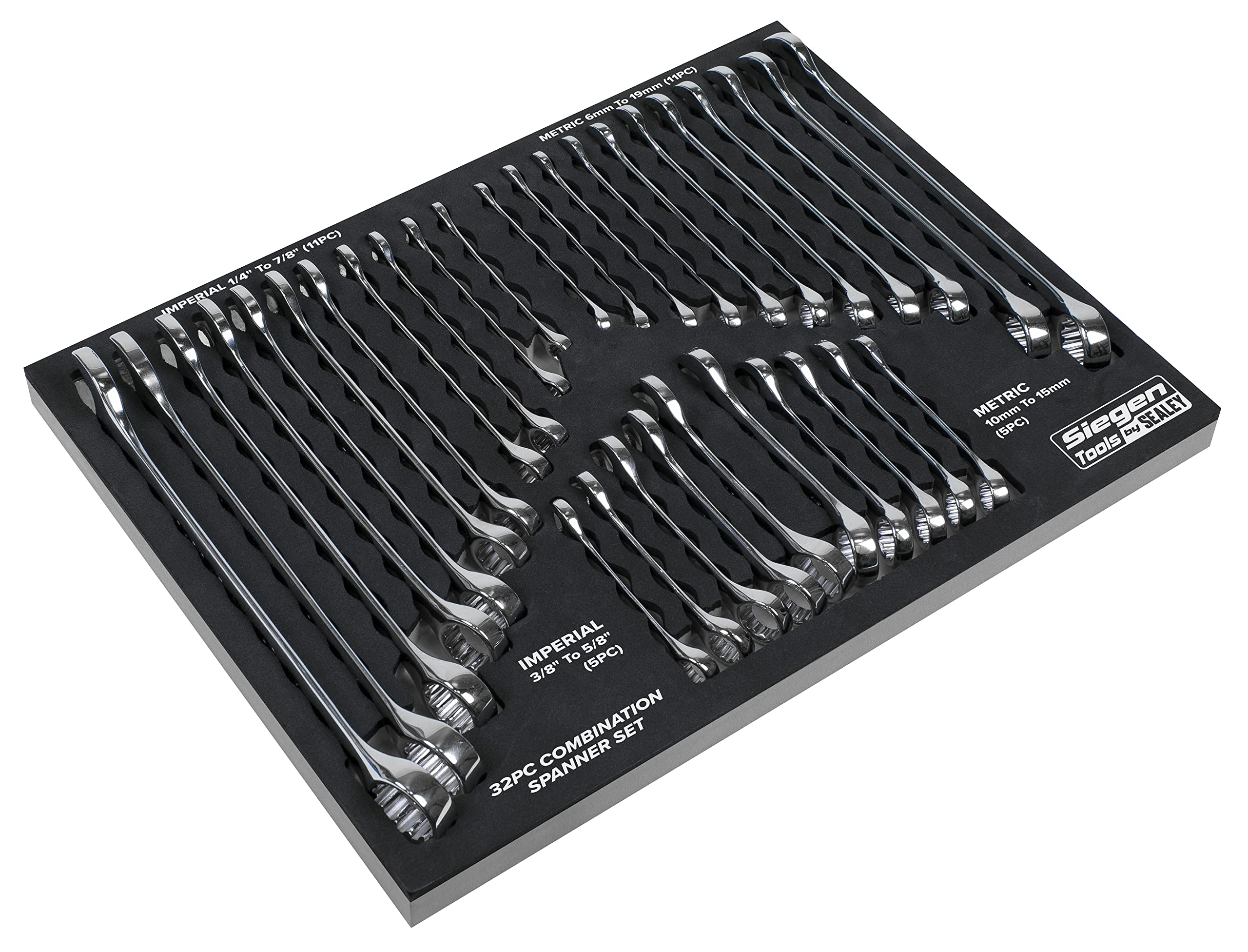 Sealey Siegen 32pc Combination Spanner Set - Metric/Imperial - S01239