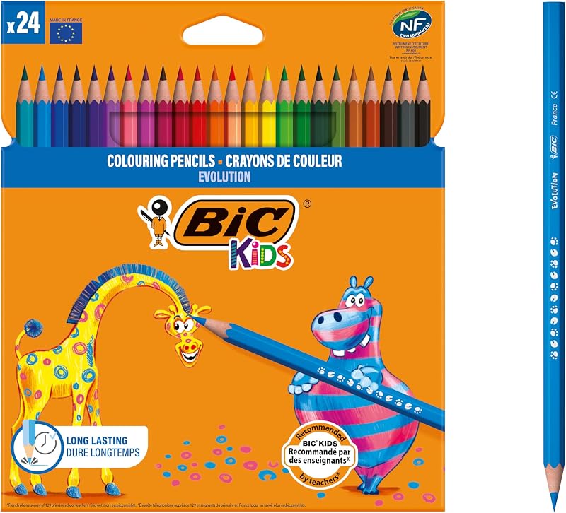 Kids Buntstifte ECOlutions Evolution, zum Malen in 24 Farben, im Karton Etui, ab 5 Jahre, Bruchsichere Mine & ohne Holz