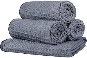 HOMEXCEL 4 Pack Microfiber Gym Towels Grey Fitness Towels Ultra Soft, Highly Absorbent and Quick Dry Towel for Gym, Shower, Hotel, Spa 15 x 25 Inch