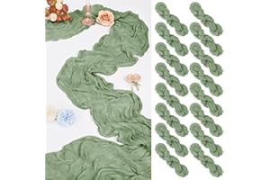 16 Pack 10Ft Cheesecloth Table Runner Sage Green, 20 x 120 Inch Rustic Gauze Boho Cheese Cloth Table Runners Wedding Long Tab