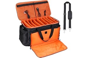 COZLIV Large Heightened Gig Cable Bag with 9 Detachable Dividers, Heavy Duty 1680D Fabric DJ Equipment Case, Travel Gear Bag for Musicians, Waterproof, Durable, Soft&Tear-resistant Lining