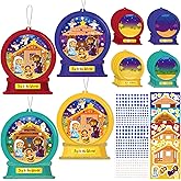 16PCS Christian Christmas Nativity Snow Globe Ornaments Crafts Kit, Make Your Own Religious Jesus Birth Scene Stickers Decorations Winter Holiday Birthday Gifts Party Favors Supplies